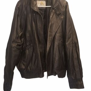 Vintage gino leather black leather jacke